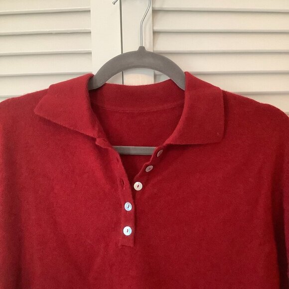 Edinburgh Woollen Mill women's cashmere sweater henley polo red large - Picture 3 of 5